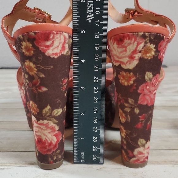 REPORT RAY FLORAL PLATFORM SANDALS 9 - RETRO BOHO HIPPIE STYLE SHOES MANSON GIRL - Picture 8 of 10
